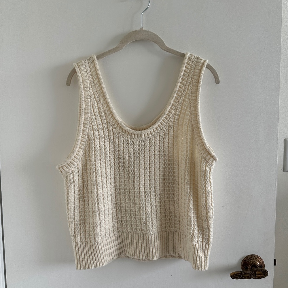 Cream Madewell sweater knit stitched top size XL